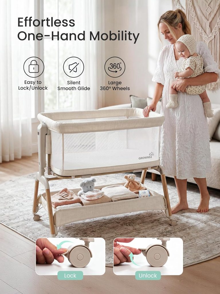 GROWNSY 5-in-1 Baby Bassinet with Manual Rocking — view 8