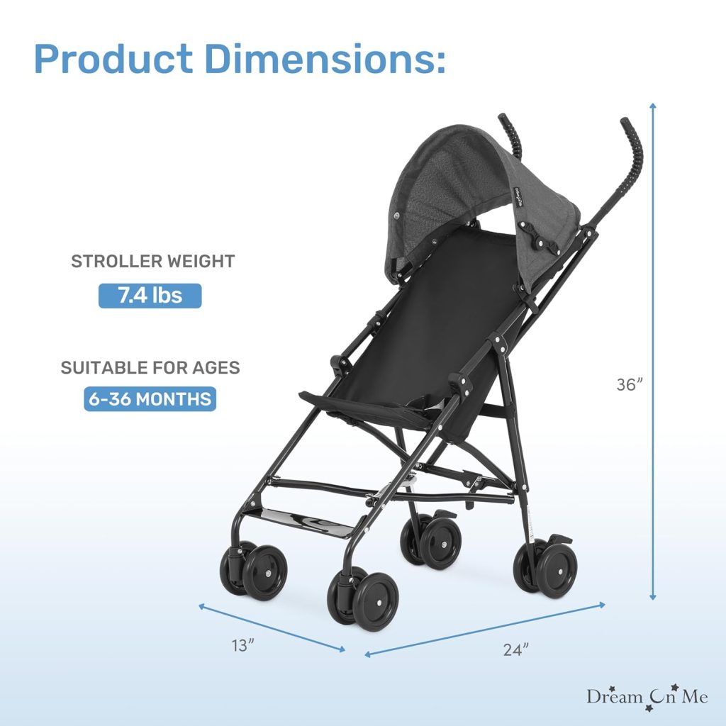 Dream On Me Aero Lightweight Umbrella Stroller, Black — view 6
