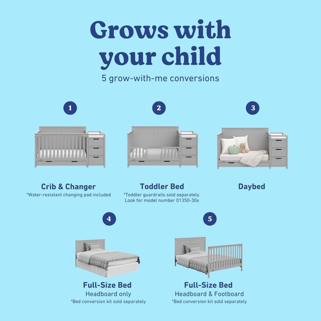 Graco Hadley Convertible Crib & Changer, Gray — view 7