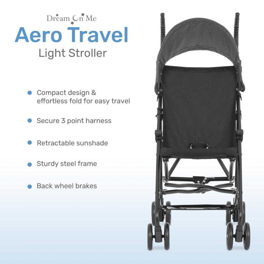 Dream On Me Aero Lightweight Umbrella Stroller, Black — view 4
