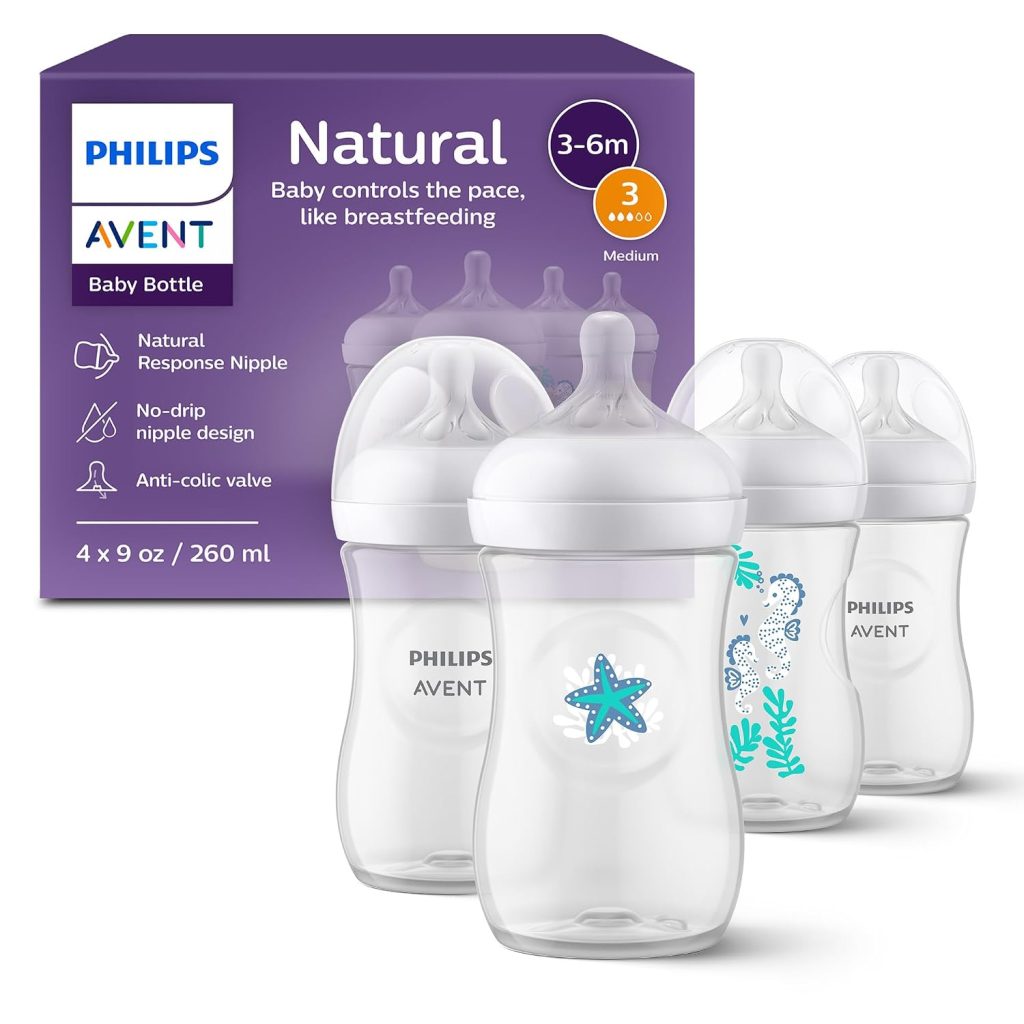Philips Avent Natural Baby Bottles, 9 oz, 4-Pack