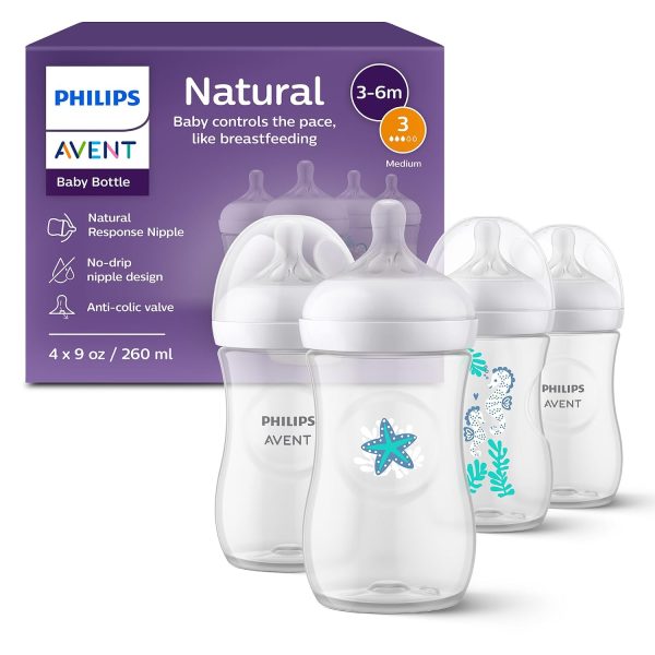 Philips Avent Natural Baby Bottles, 9 oz, 4-Pack