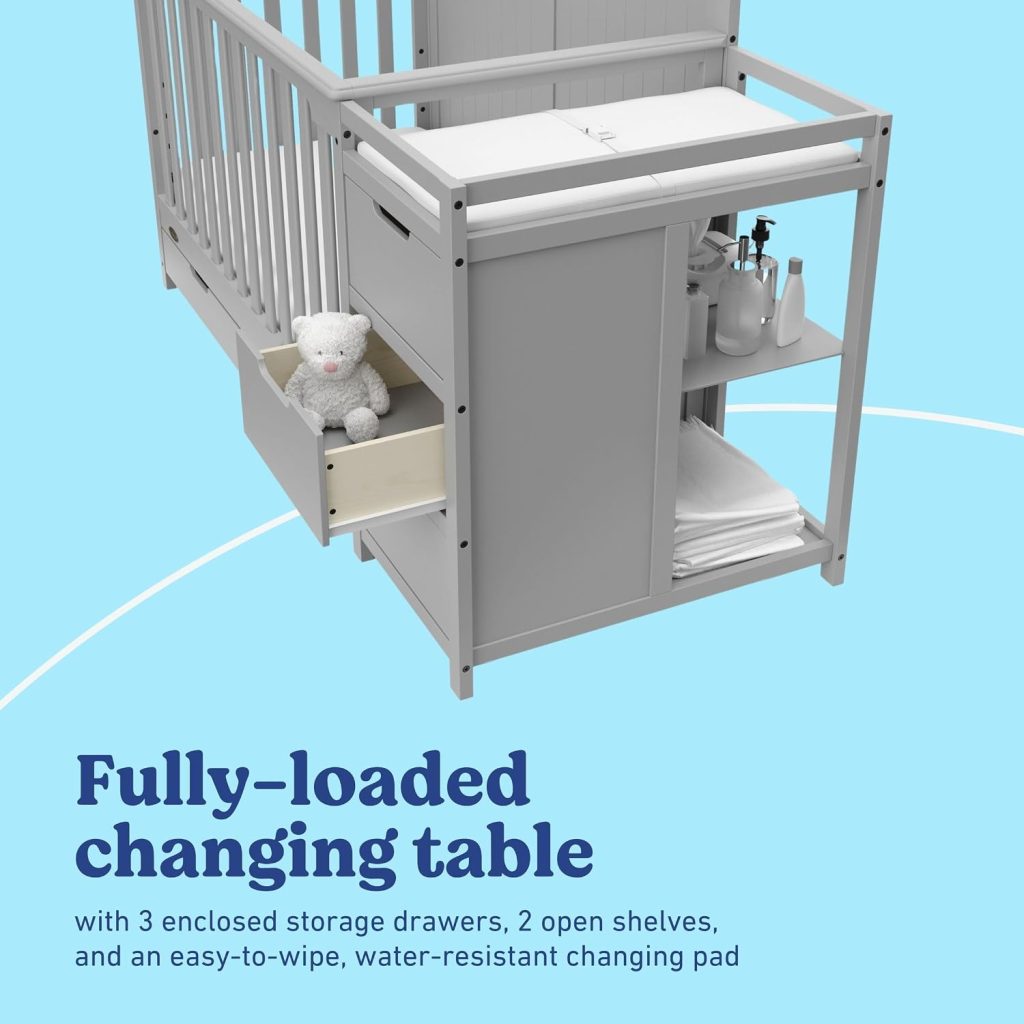 Graco Hadley Convertible Crib & Changer, Gray — view 4