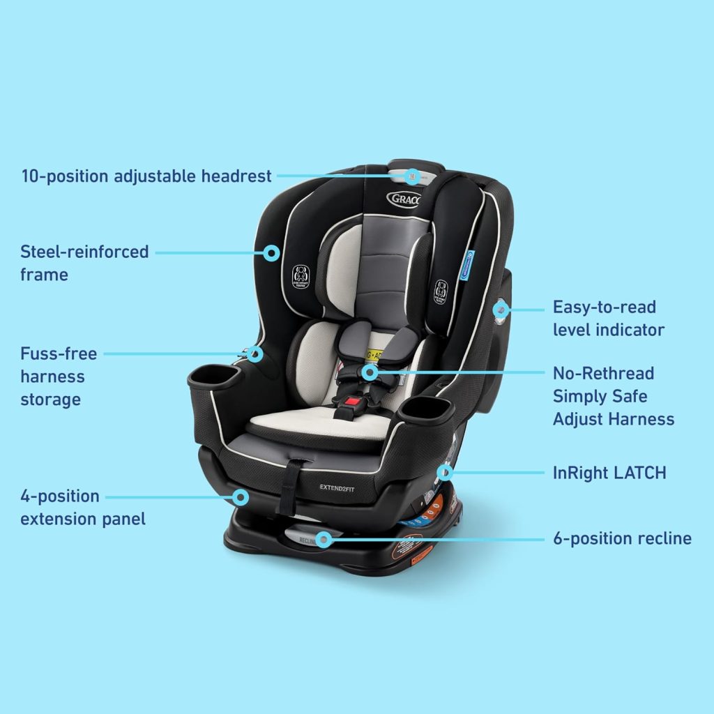Graco Extend2Fit Convertible Car Seat, Gotham — view 8
