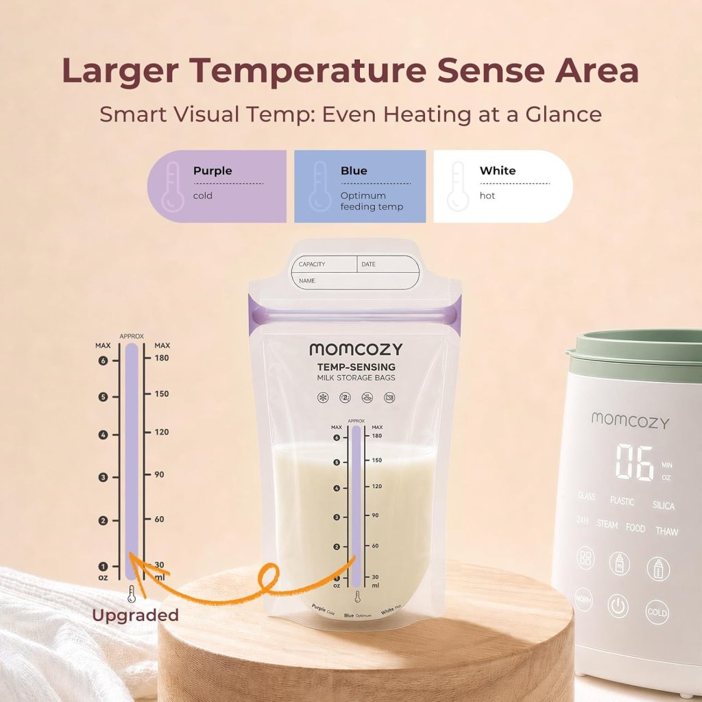 Momcozy Breastmilk Storage Bags, Temp-Sense, Double Zip — view 2