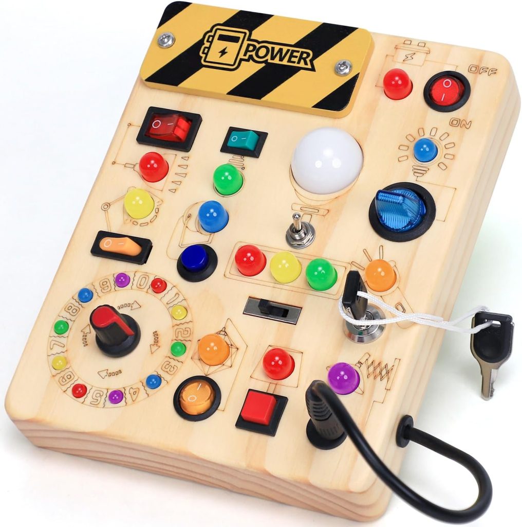 Montessori Busy Board with LED for Toddlers
