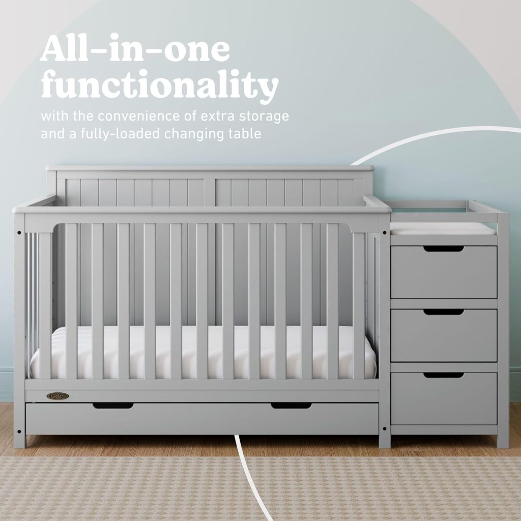 Graco Hadley Convertible Crib & Changer, Gray — view 3