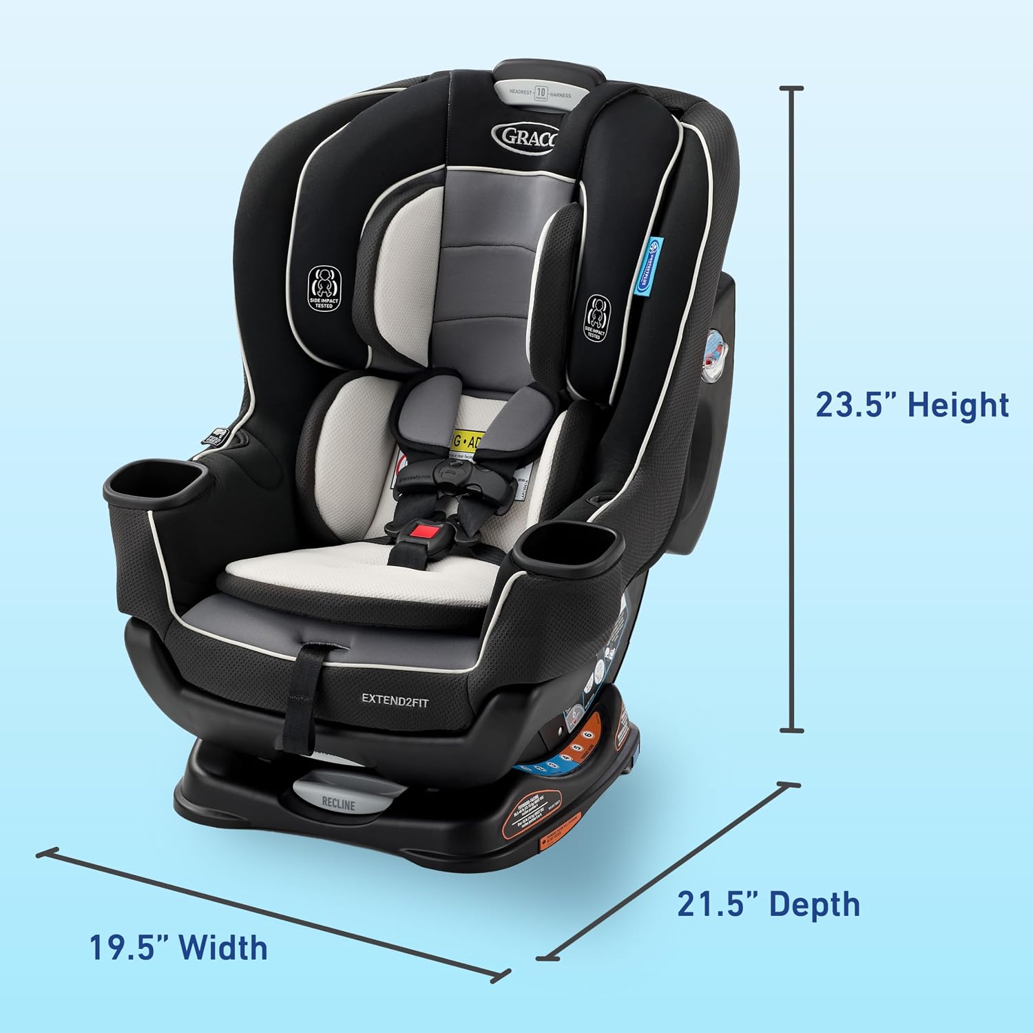 Graco Extend2Fit Convertible Car Seat, Gotham - Image 9